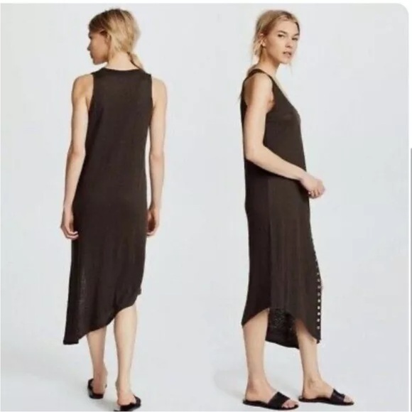 IRO Karossi Lace Up Dress Scoop Neck Tank Midi Burnout Jersey Linen, Size Small - Picture 3 of 3